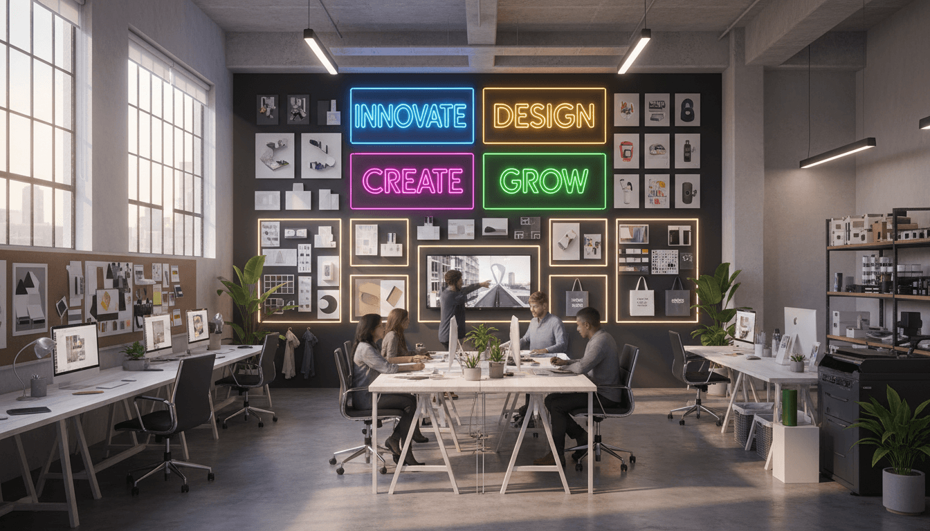 Diseñador trabajando en proyecto de cartelería corporativa de gran formato